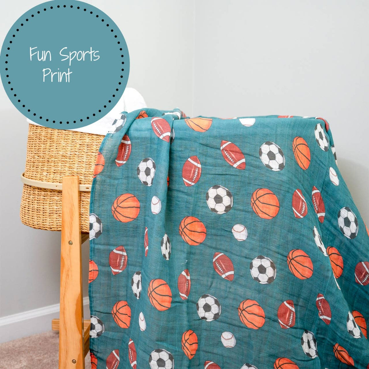 Baby Muslin Swaddle Blanket 47x47 Little Athlete