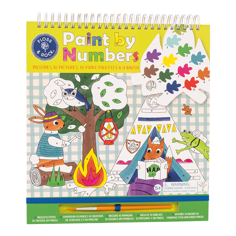 Adventure Paint By Numbers kit by Floss and Rock featuring colorful paint pots and a numbered canvas for creative painting.