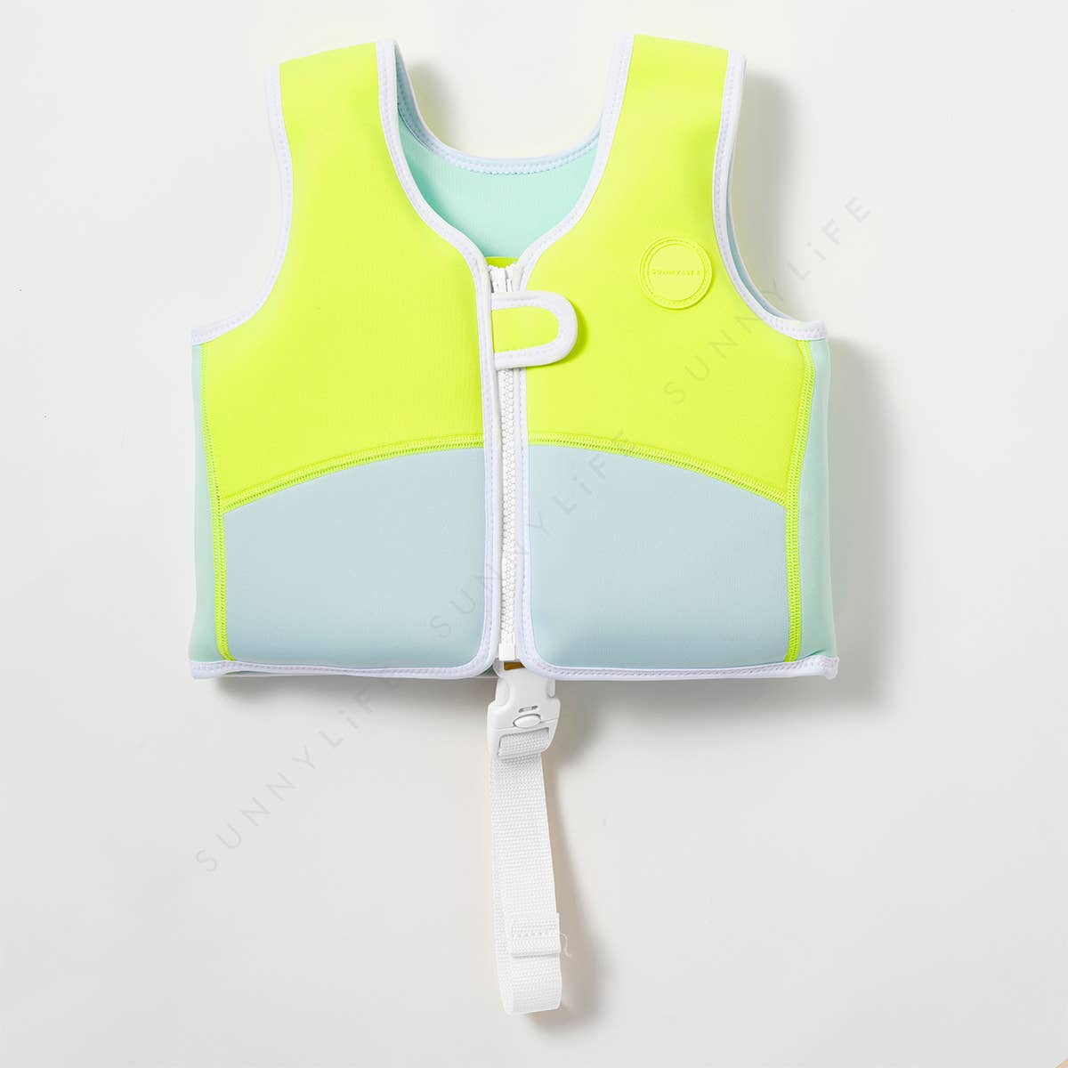 Salty the Shark Swim Vest 1-2 Aqua Neon Yellow