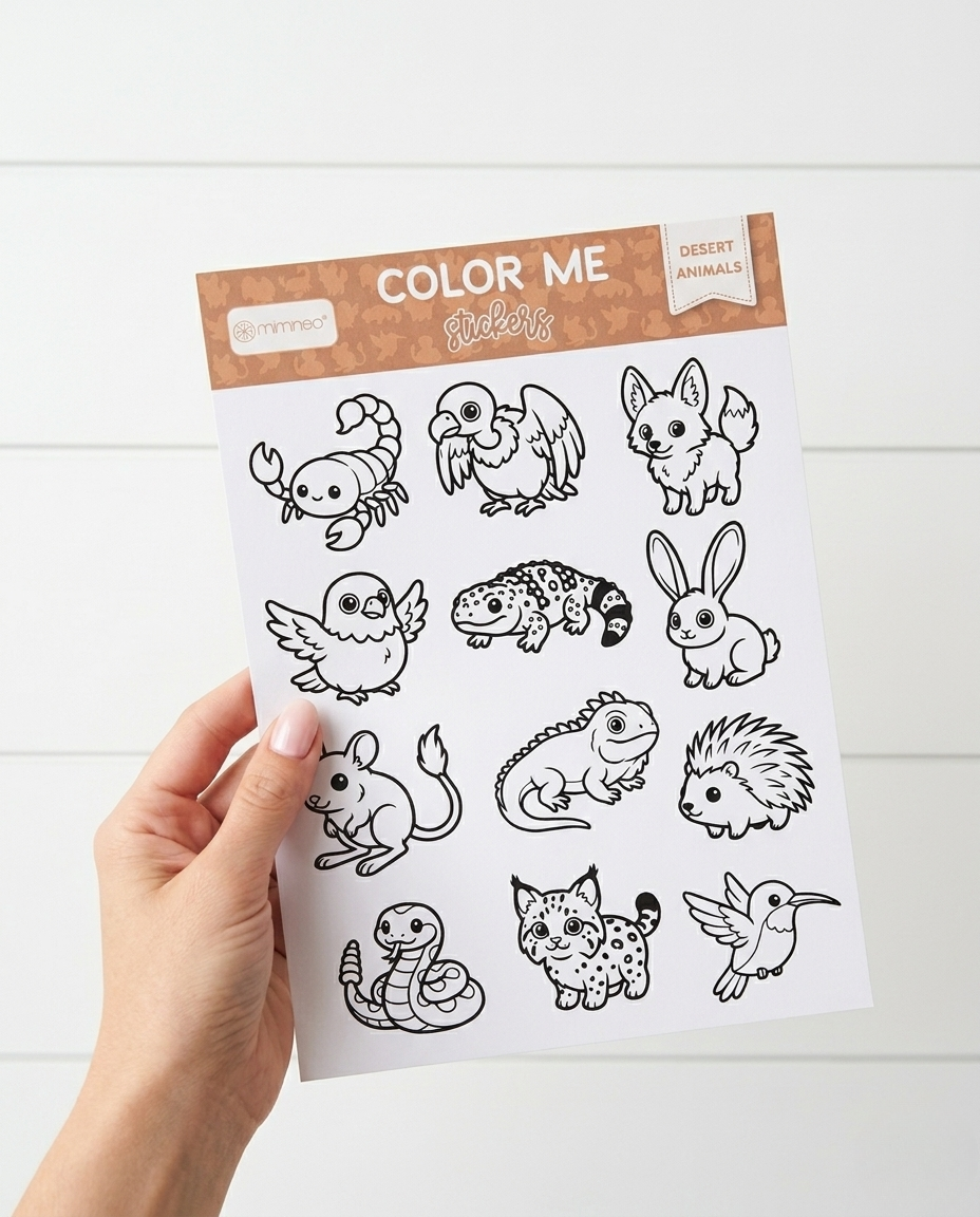 Color Me Sticker Sheet Desert Animals