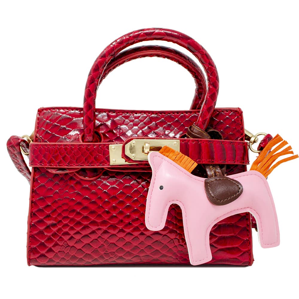 Crocodile Pony Handbag: Red