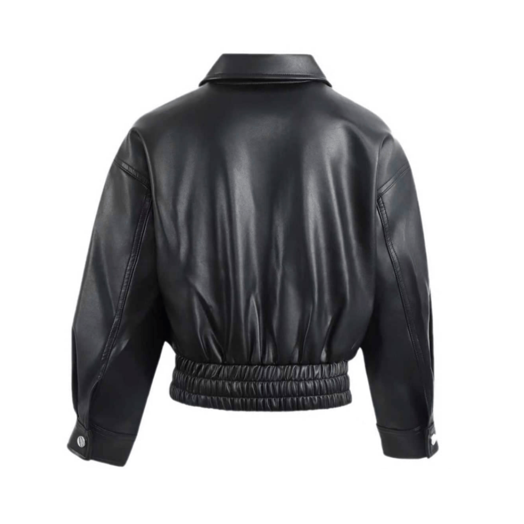 Studded Bow Vegan Leather Jacket