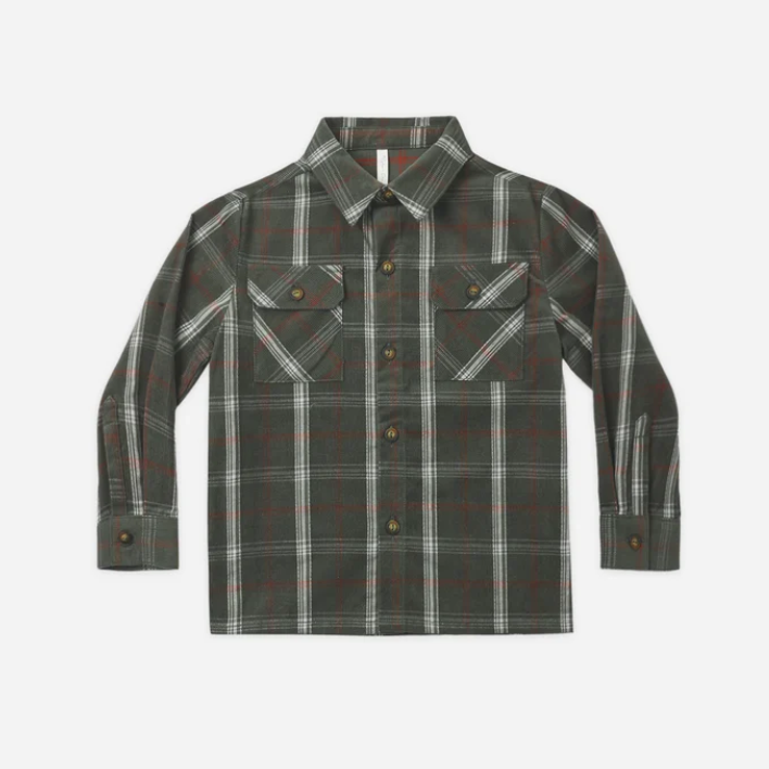 Pocketed Flannel Shirt Holiday Plaid