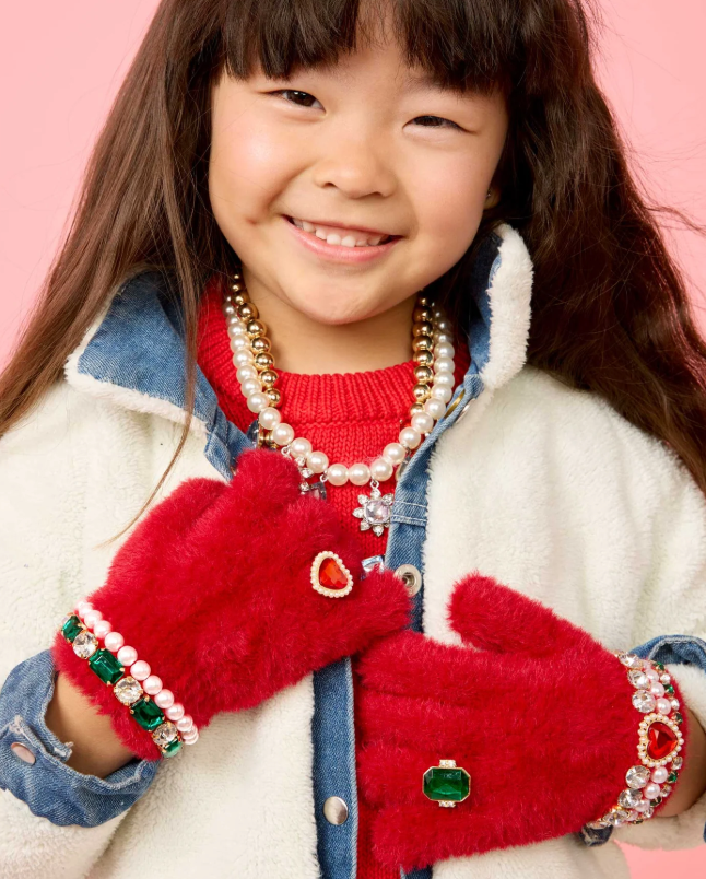 Ruby Red Jeweled Gloves