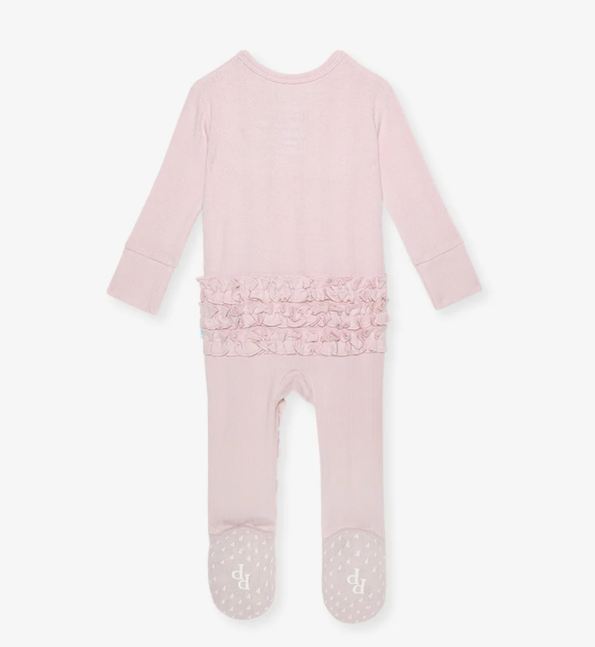 Icing Pink Pointelle Footie Ruffled Zippered One Piece