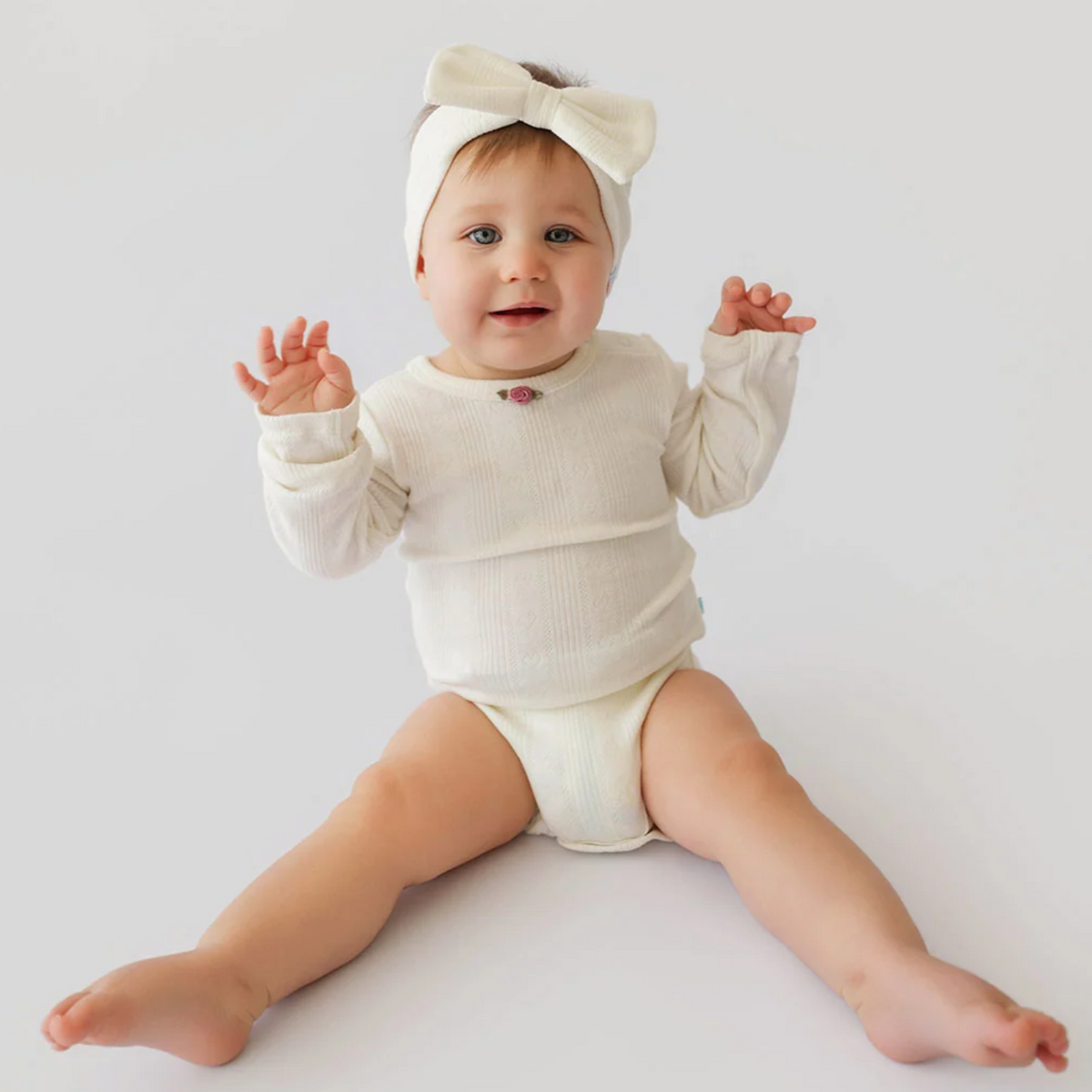 Coconut Pointelle Rosette Bodysuit