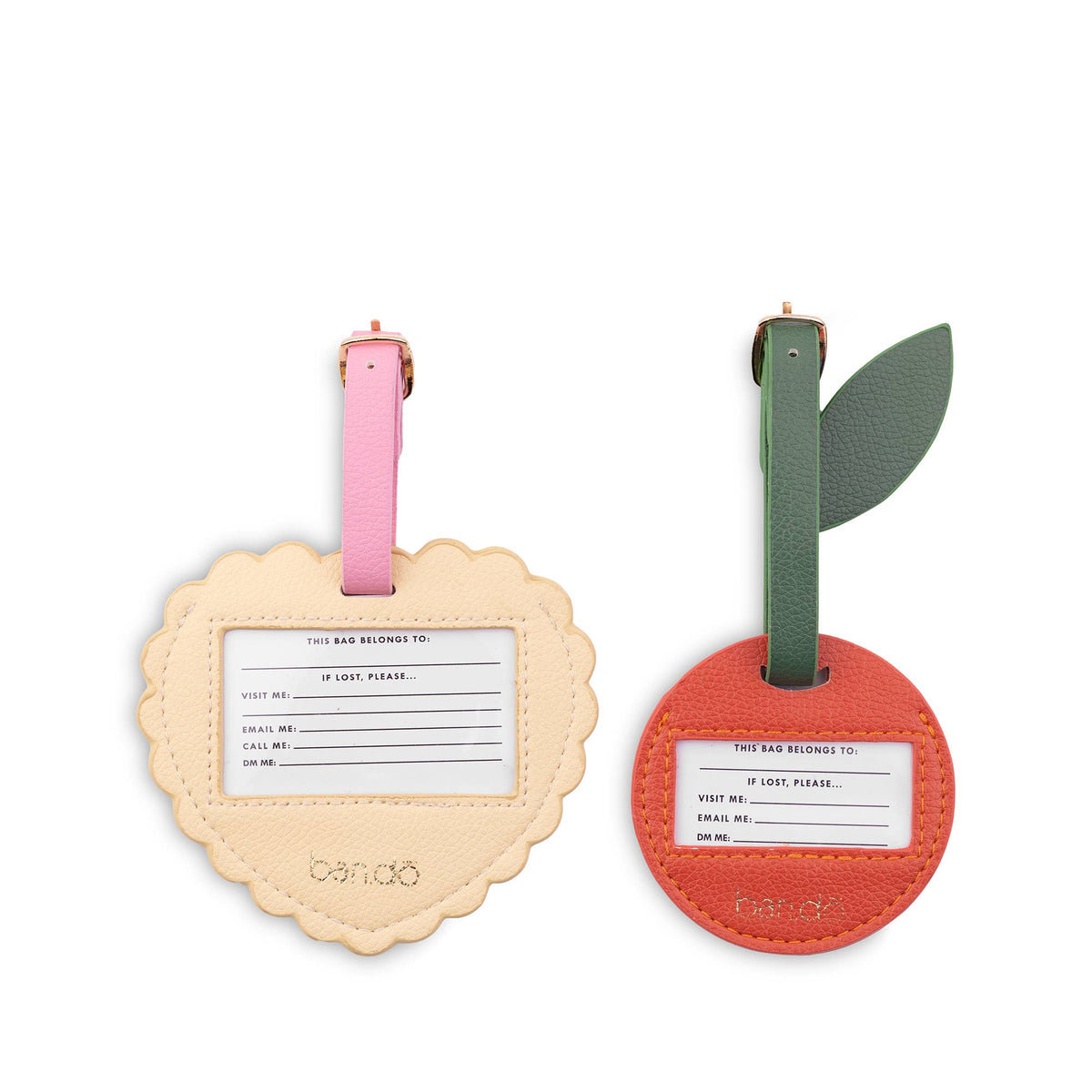 Luggage Tag Set, Heart and Cherry