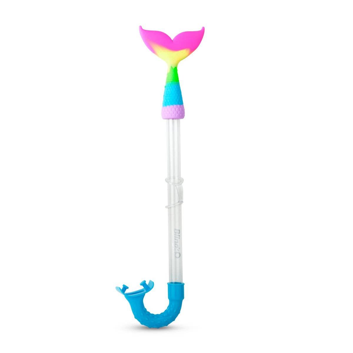 Bling2o Mermaid Rainbow Cove Snorkel with colorful rainbow design and clear mouthpiece, ideal for kids' underwater adventures