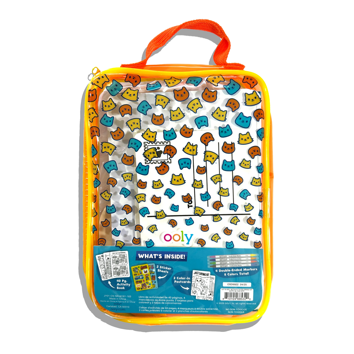 Let's Go! Kitty In The City activity and coloring kit by OOLY with coloring pages, stickers, and art supplies for kids.