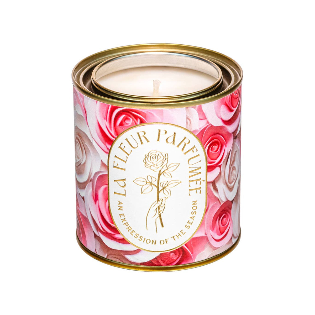La Fleur Pink Roses Tin Jar Filled Candle Home Decor Gift
