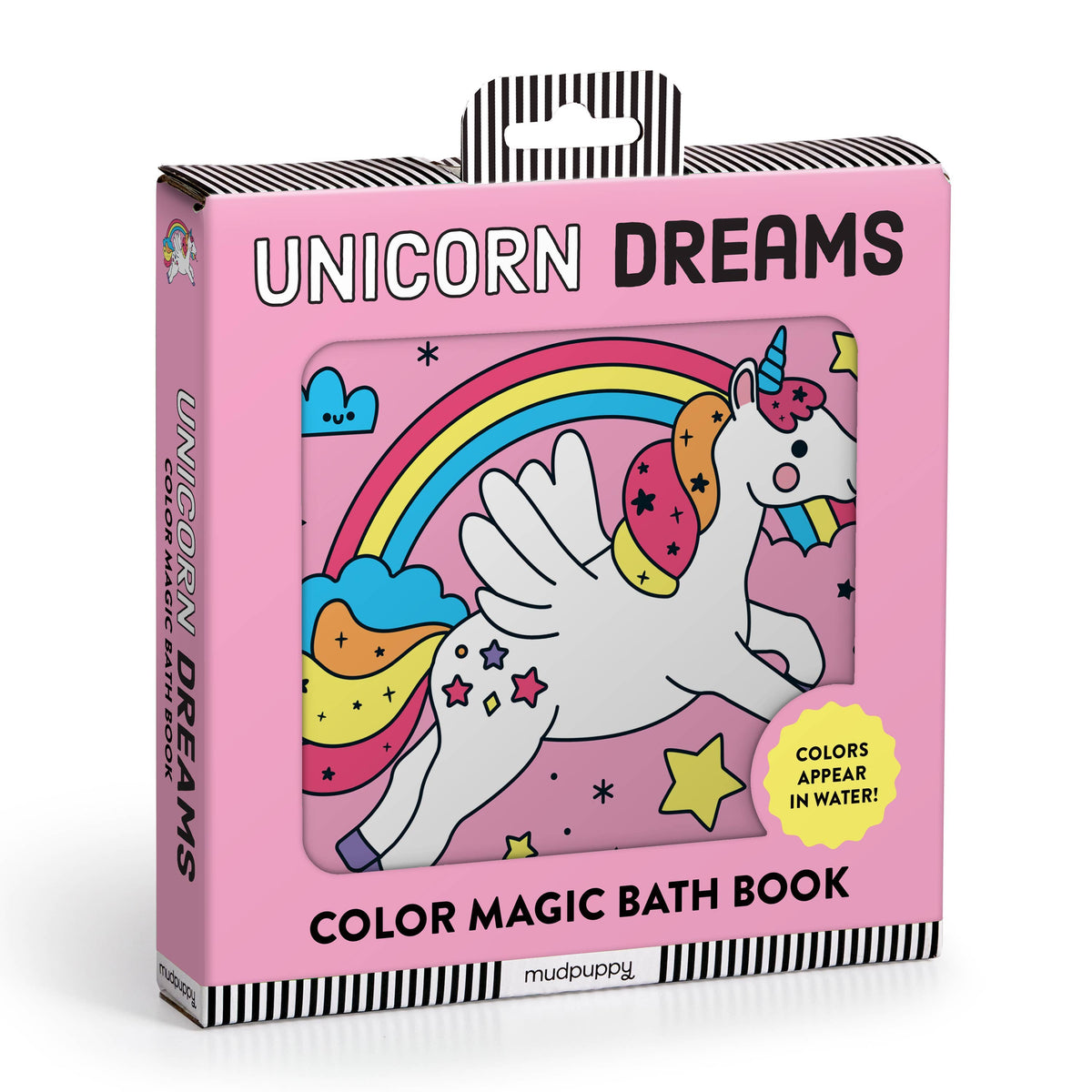 Unicorn Dreams Color Magic Bath Book by Chronicle Books featuring a colorful unicorn design for kids' bath time fun.