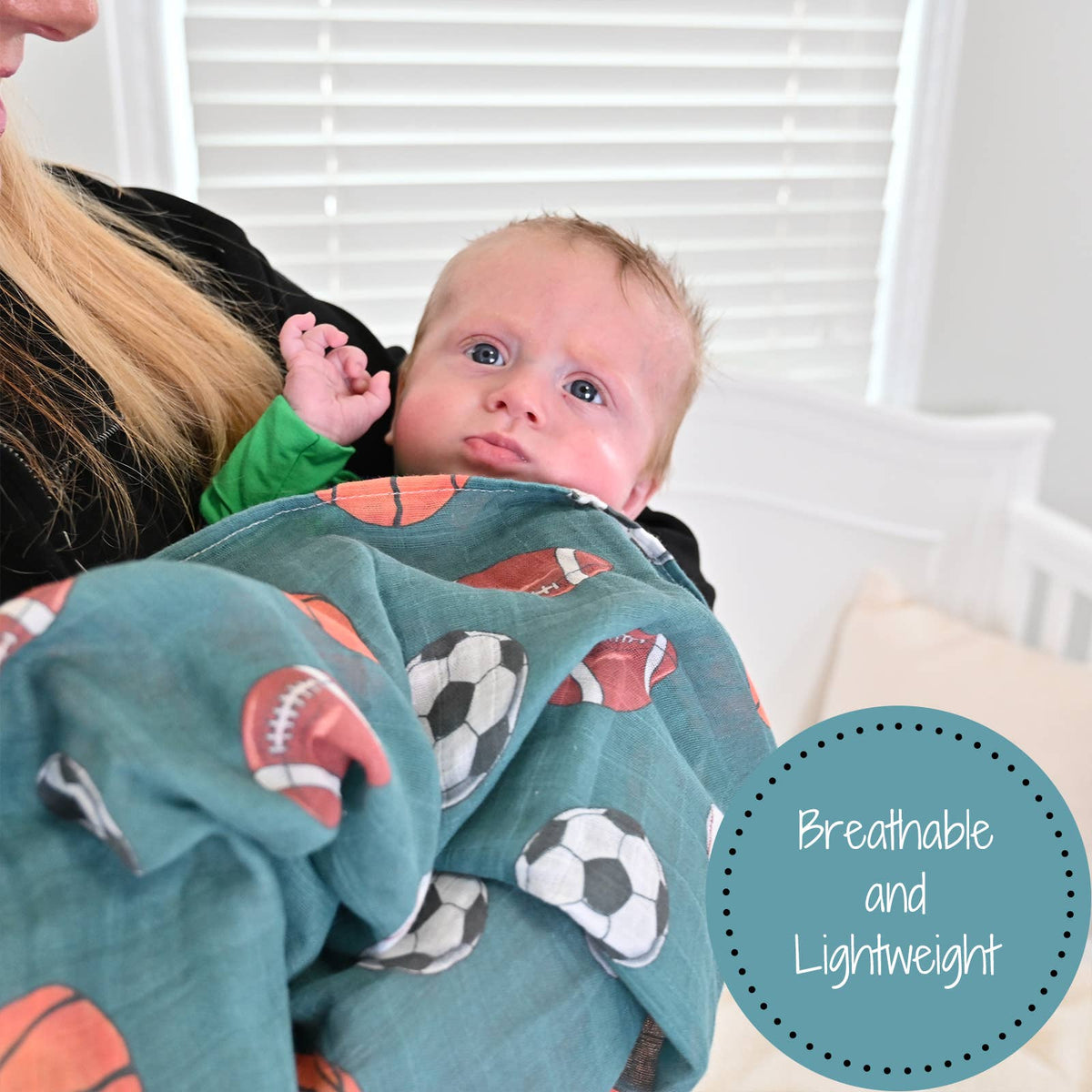 Baby Muslin Swaddle Blanket 47x47 Little Athlete