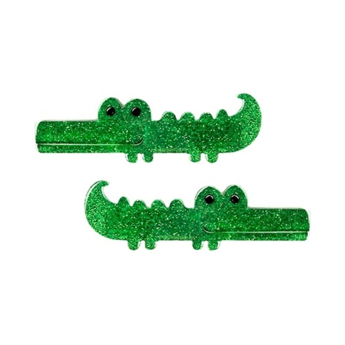 Alligator hair clips from Lilies & Roses NY featuring metal clasps and decorative design for stylish hair accessories.
