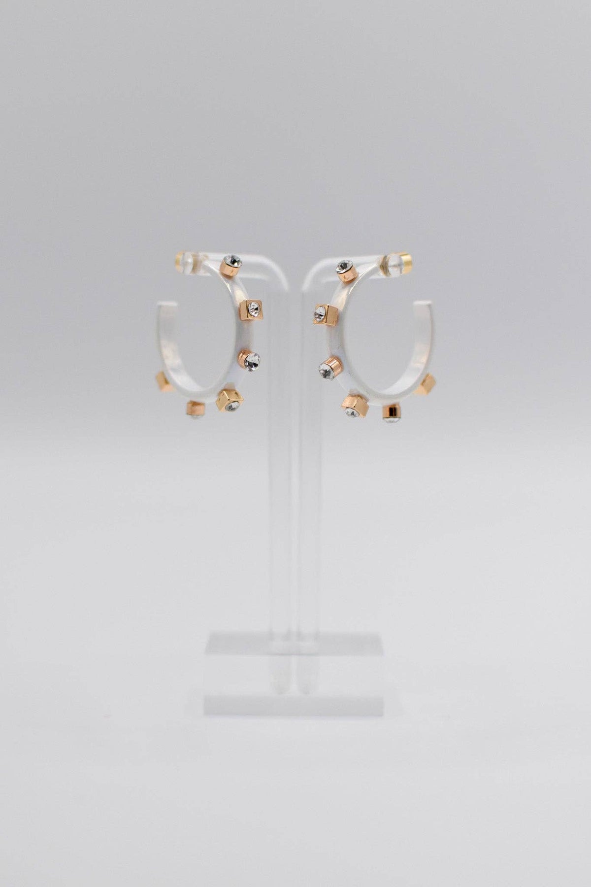 White Metal Hoop - Crystal