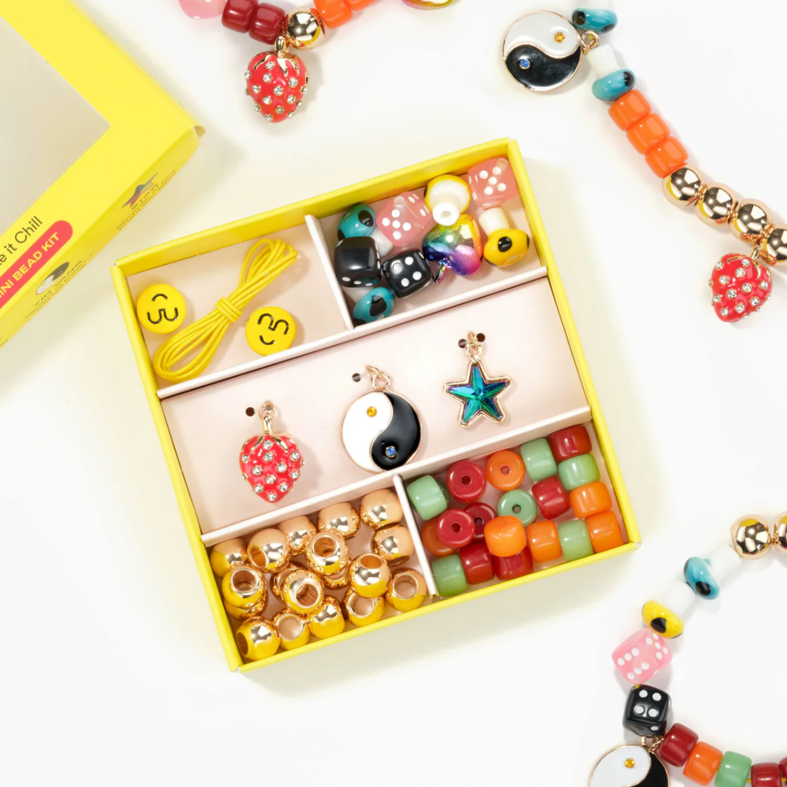 Super Smalls Make It Chill Mini Bead Kit with colorful beads and accessories for crafting fun jewelry and decorations.