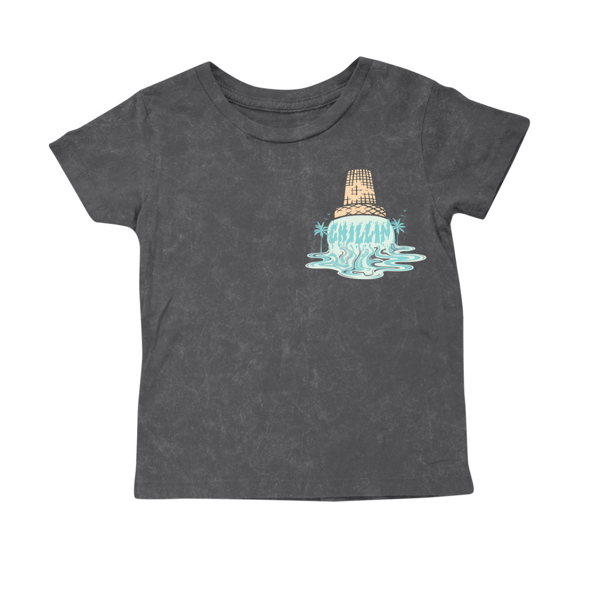 Tiny Whales Chillin' Crew Neck Tee shown in a relaxed fit with a casual design on soft cotton fabric.