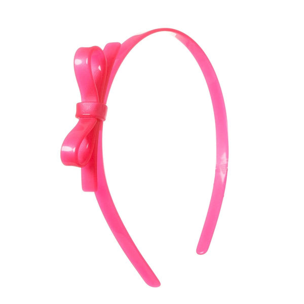 Thin Bow Headband Neon Pink