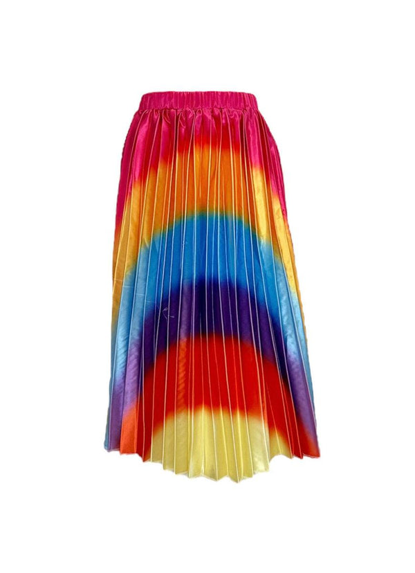 Rainbow Pleated Midi Skirt