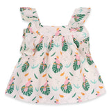 Parrot Ruffle Sleeve Baby Dress + Bloomer (Organic Muslin): LIGHT PINK