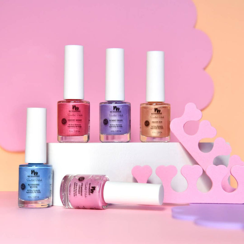 20 FREE Water Based Scented Scratch Off Kids Nail Polish: Cherry Berry - Bright Pink
