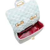 Classic Checkered Tweed Handbag: Blue