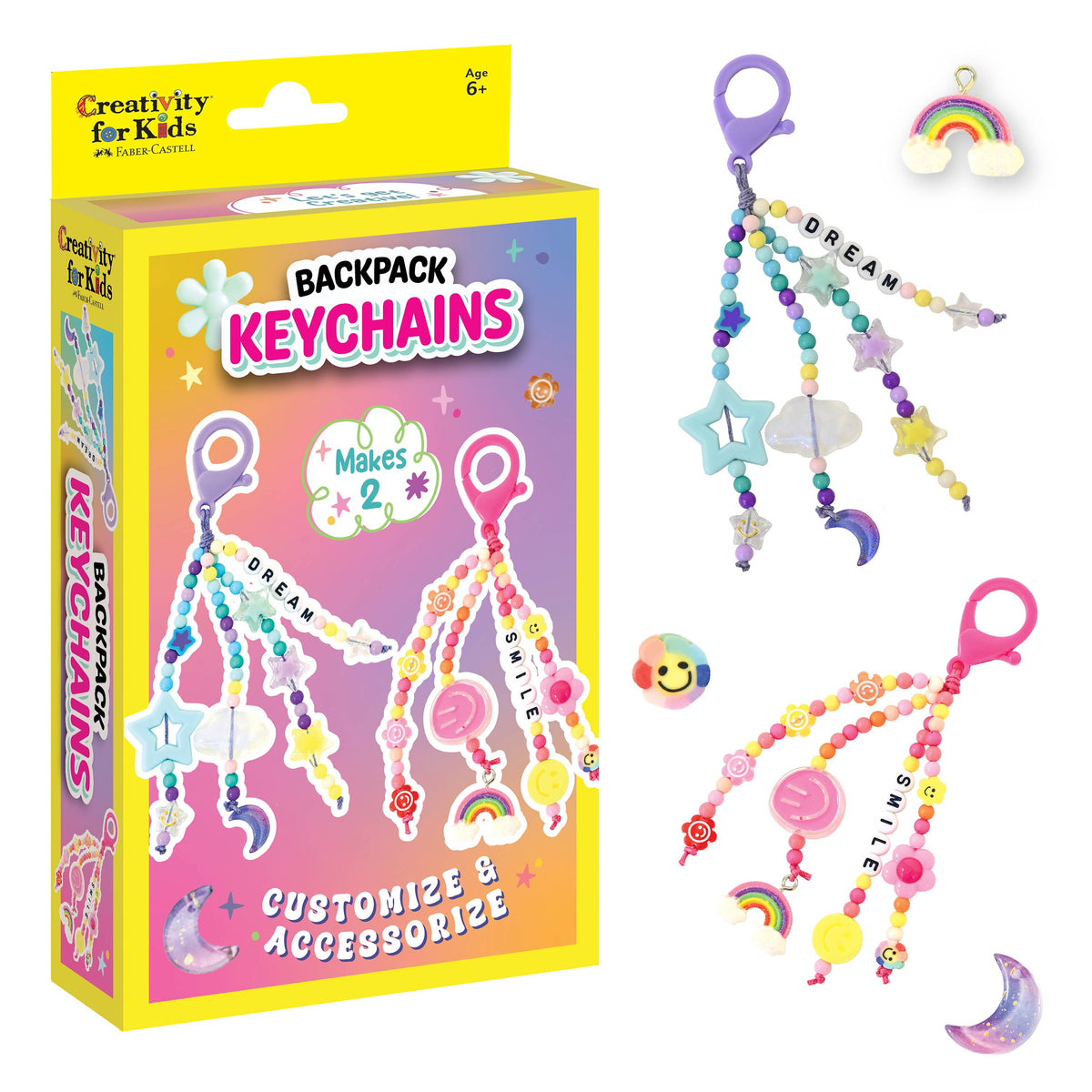 Mini Backpack Keychain Kit for Kids: Makes 2 bead keychains
