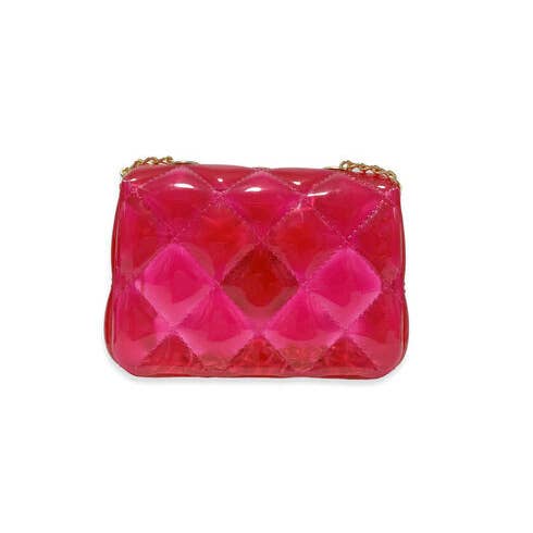 B3001 Rhinestone Stud Quilted Jelly Purse (4 Colors): FUCHSIA