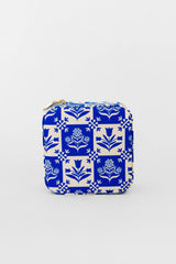 Travel Jewelry Organizer, Blue Plaid Floral