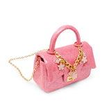 Classic Sparkle Top Handle Handbag: Pink