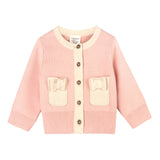 Lily Bow Pockets Sweater Knit Baby Cardigan: Rosewood Pink / 12-18M