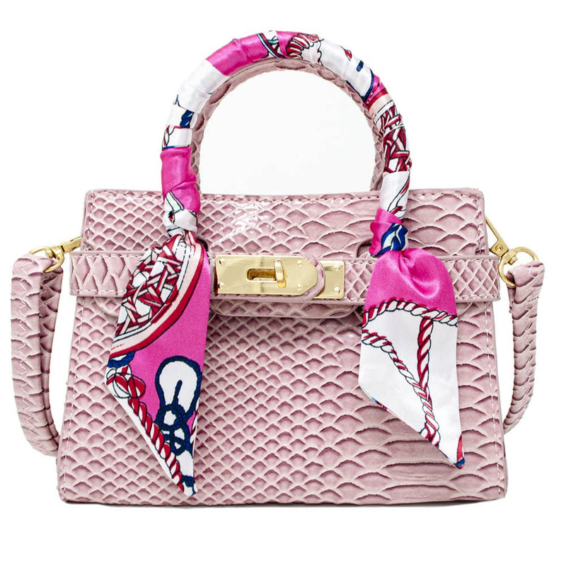 Crocodile Scarf Handbag: Hot Pink