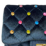 B1313 Colorful Gems Velvet Quilted Purse (6 Colors): FUCHSIA