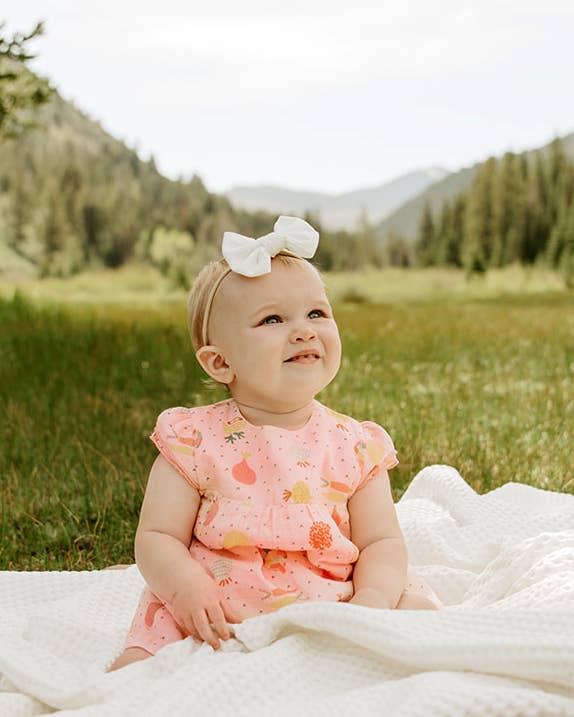 Veggie Baby Cap Sleeve Muslin Dress Bloomer (Organic Muslin): Blush