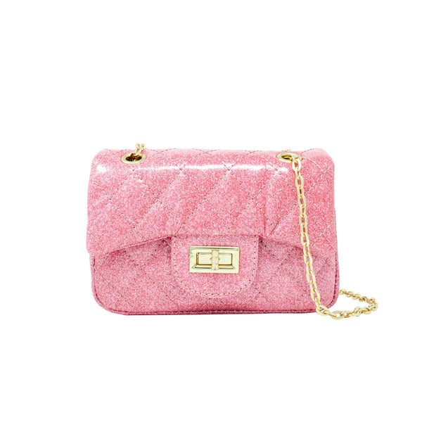 Classic Quilted Sparkle Mini Bag: Silver