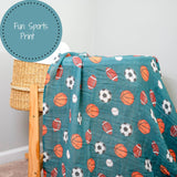 Baby Muslin Swaddle Blanket 47x47 Little Athlete