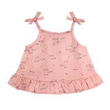 Fishes Shoulder Tie Baby Top & Bottom Set (Organic Muslin): DUSTY PINK