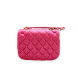 B1313 Colorful Gems Velvet Quilted Purse (6 Colors): FUCHSIA