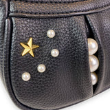 B1310 Pearl Studs Mini Leather Shoulder Bag: Fuchsia