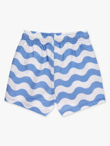 Boys Periwinkle Blue Wavy Stripe Performance Hybrid Swim Trunks: Blue / 6-12m