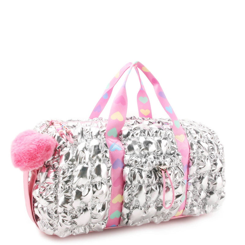 Quilted Scrunchies Metallic Large Barrel Duffle Bag