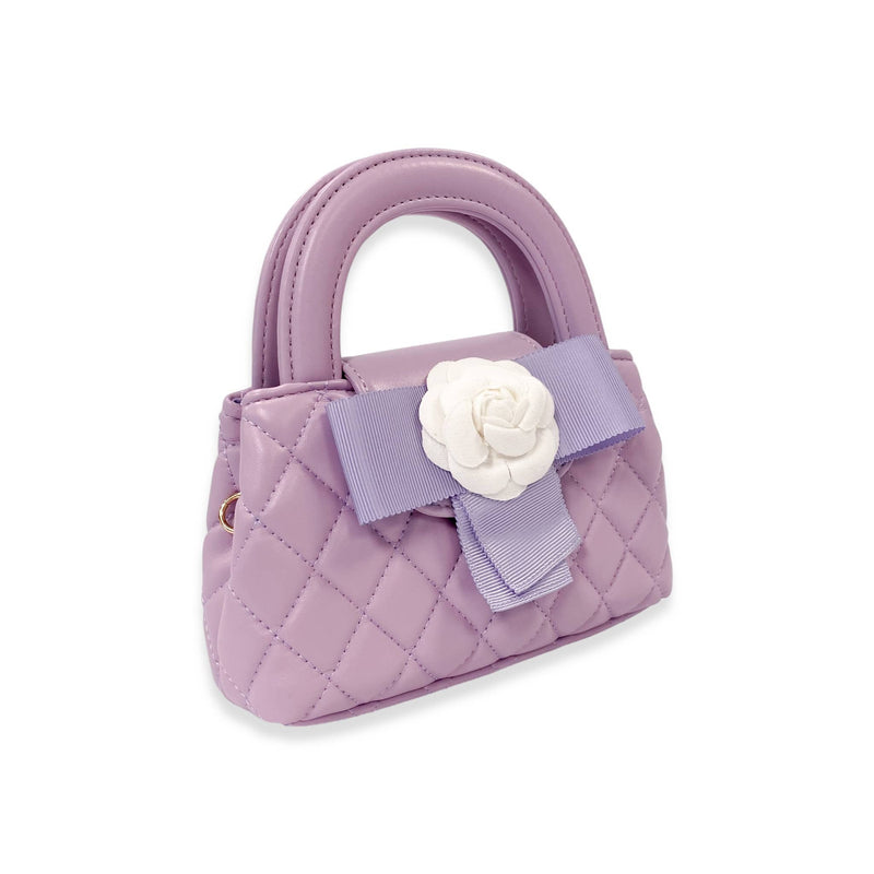 B1360 Floral Applique Quilted Bag (4 Colors): IVORY