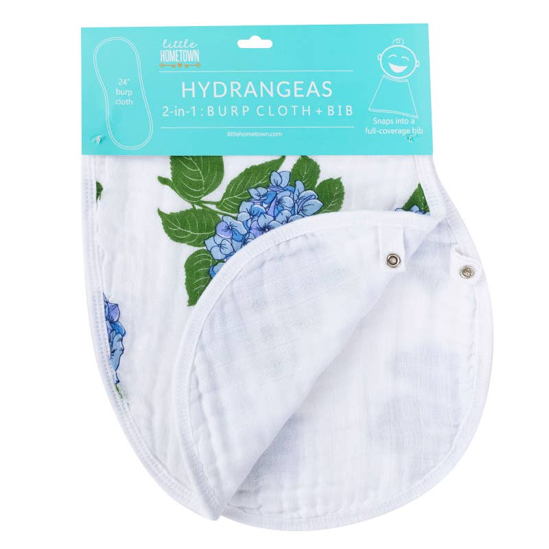 Hydrangeas Burp/Bib Combo