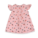 Strawberry Baby Dress + Bloomer (Organic Muslin): Pink / 12-18M