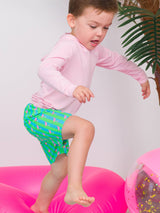 Boys Neon Flamingo Stripe Swim Trunks
: Green / 12-18m
