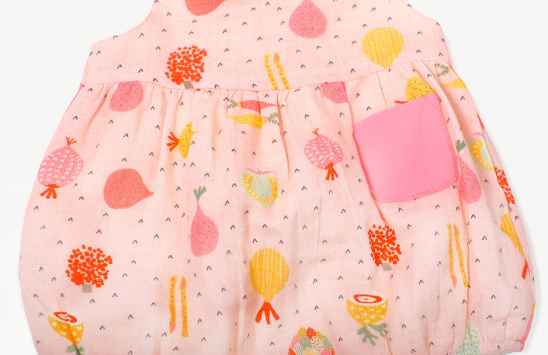 Veggie Salad Peter Pan Bubble Baby Romper (Organic Muslin): Blush
