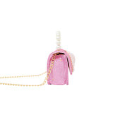 Glitter Pearl Handle Bow Handbag: Red