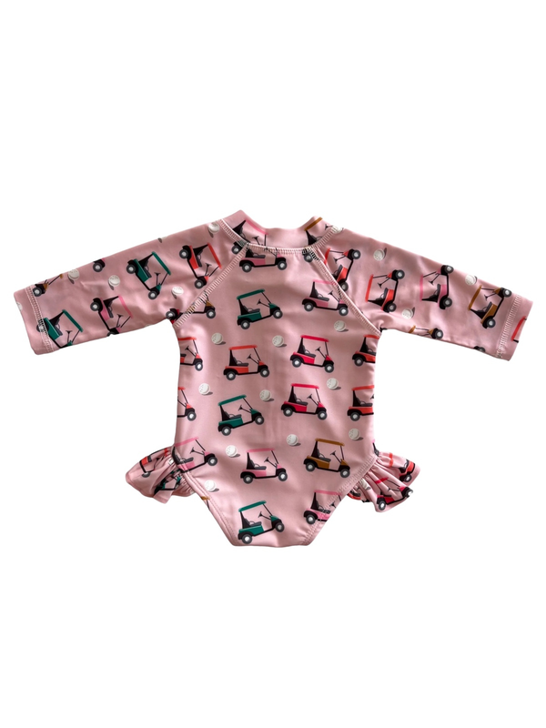 Pink Golf Cart / Skipper Rashguard Swimsuit / UPF 50+ (Baby)