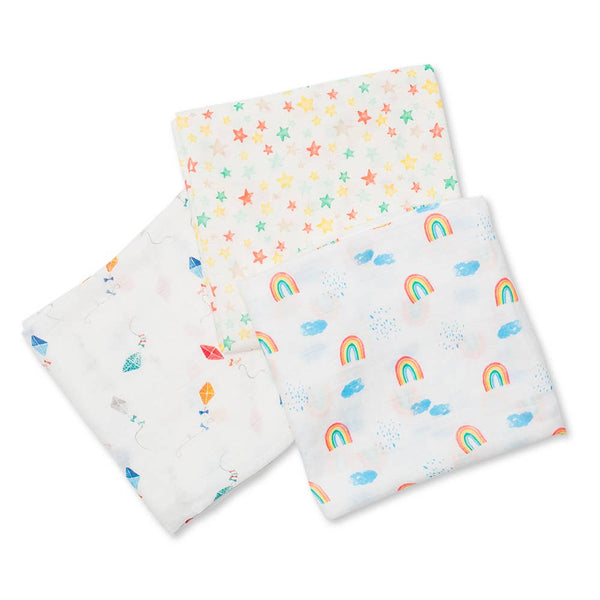 3-pack Bamboo Swaddles - High in the Sky