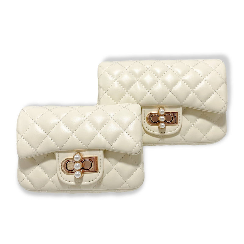 B1336& B1337  Pearl Closure Quilted Purse (6 Colors): Purple / B1336 - SMALL