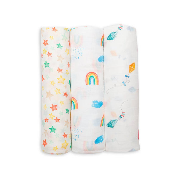 3 Pack Bamboo Swaddles - High in the Sky